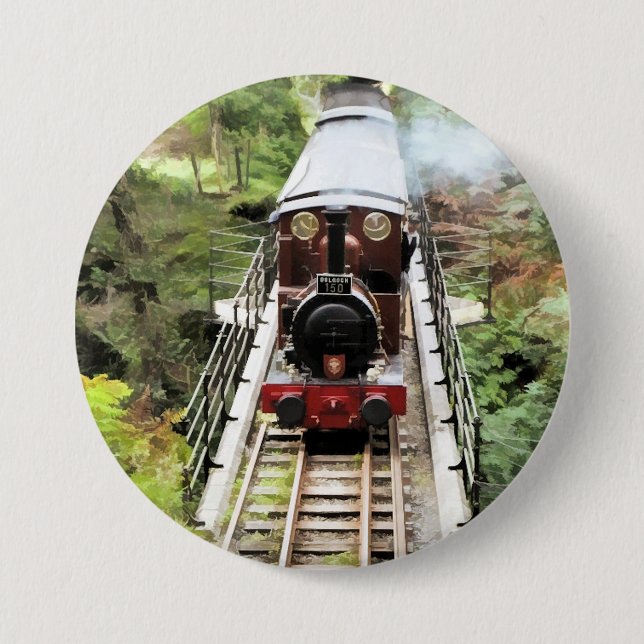 STEAM TRAINS 7.5 CM ROUND BADGE (Front)