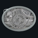 STEAM TRAINS BELT BUCKLE<br><div class="desc">A photographic design of the wheels of a very early model of a steam train.</div>