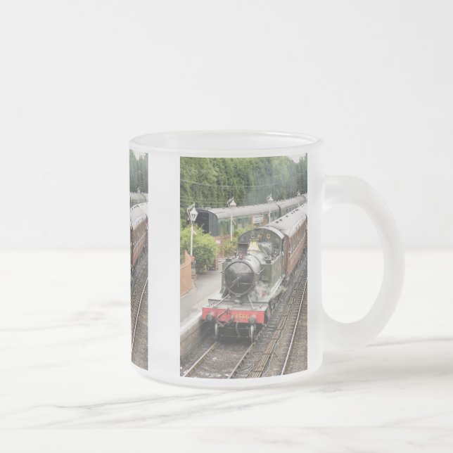 STEAM TRAINS FROSTED GLASS COFFEE MUG (Right)