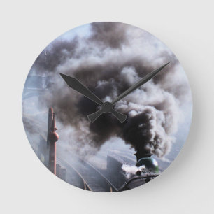 STEAM TRAINS ROUND CLOCK