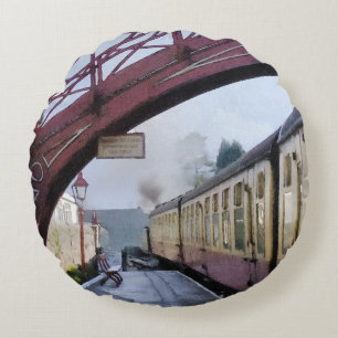 STEAM TRAINS ROUND CUSHION
