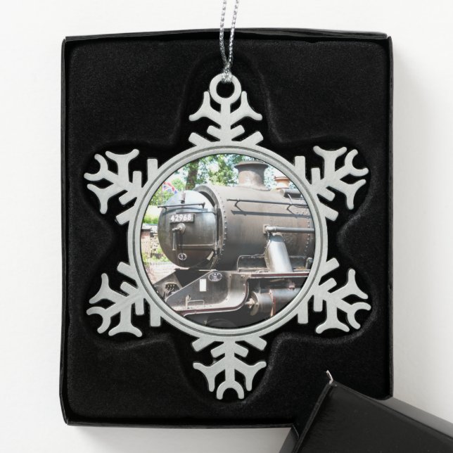 STEAM TRAINS SNOWFLAKE PEWTER CHRISTMAS ORNAMENT (Box)