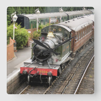 STEAM TRAINS SQUARE WALL CLOCK