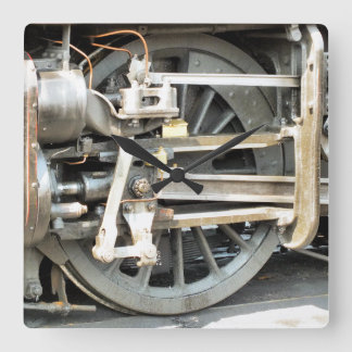 STEAM TRAINS SQUARE WALL CLOCK