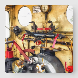 STEAM TRAINS SQUARE WALL CLOCK