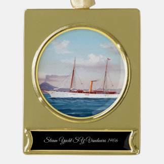 Steam Yacht SY Vanduara 1906 Gold Plated Banner Ornament