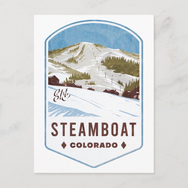 Steamboat Colorado Ski Badge Postcard (Front)