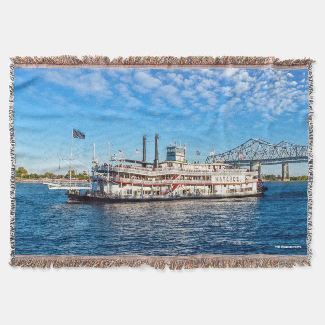 Steamboat Natchez, Mississippi River, USA Throw Blanket (Front)