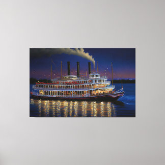 Steamboat On The Mississippi, Nautical Art Canvas Print