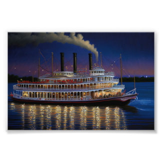 Steamboat On The Mississippi, Nautical Art Photo Print
