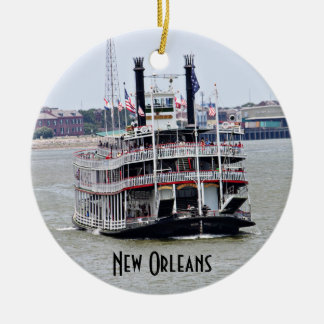 Steamboat on the Mississippi River Ceramic Tree Decoration