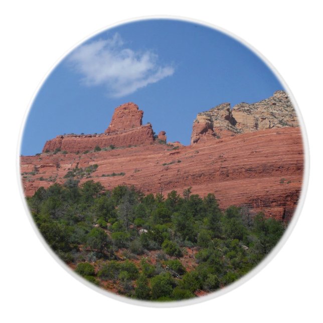Steamboat Rock in Sedona Arizona Photography Ceramic Knob (Front)