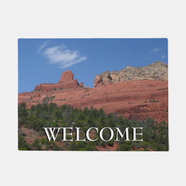 Steamboat Rock in Sedona Arizona Photography Doormat (Front)