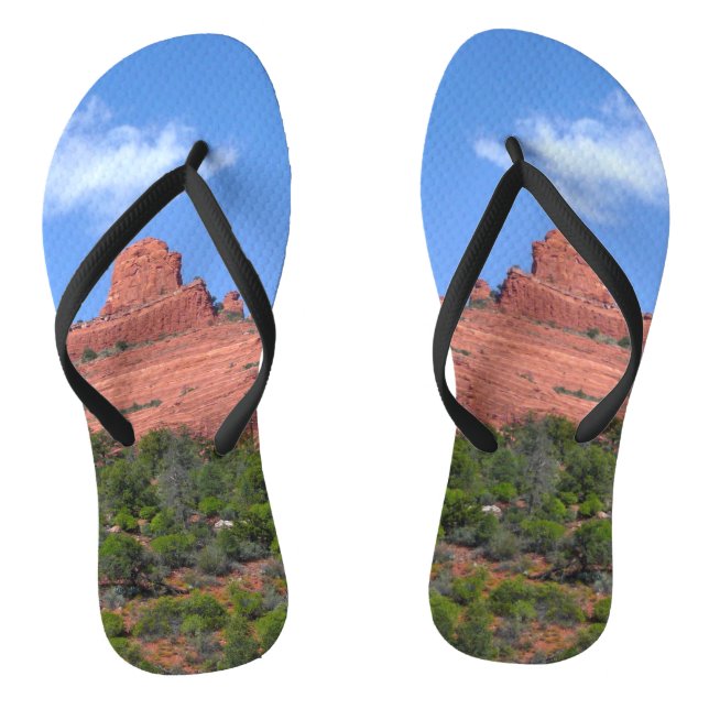 Steamboat Rock in Sedona Arizona Photography Flip Flops (Footbed)