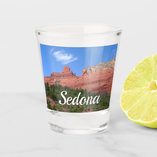 Steamboat Rock in Sedona Arizona Photography Shot Glass (Front)