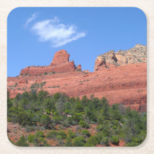 Steamboat Rock in Sedona Arizona Photography Square Paper Coaster
