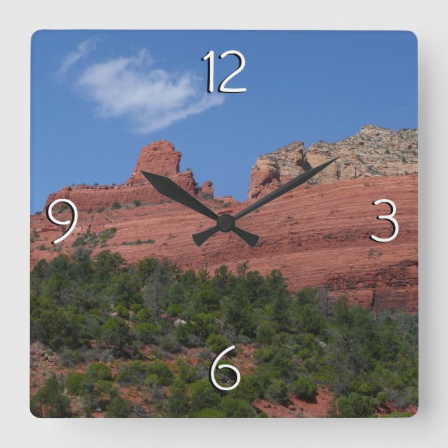 Steamboat Rock in Sedona Arizona Photography Square Wall Clock (Front)