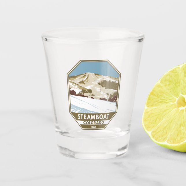Steamboat Ski Area Winter Colorado Shot Glass (Front)