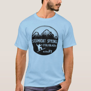 Steamboat Springs Colorado blue snowboard tee