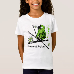 Steamboat Springs Colorado girls ski green tee