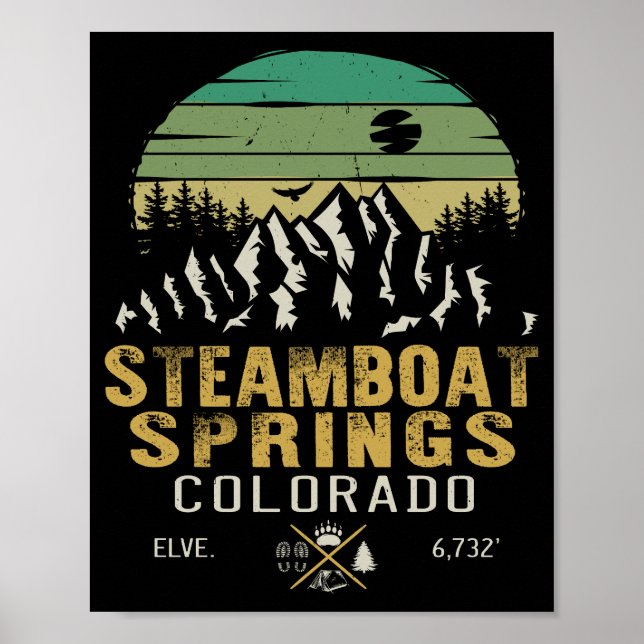 Steamboat Springs Colorado Mountain Camping Hiking Poster (Front)