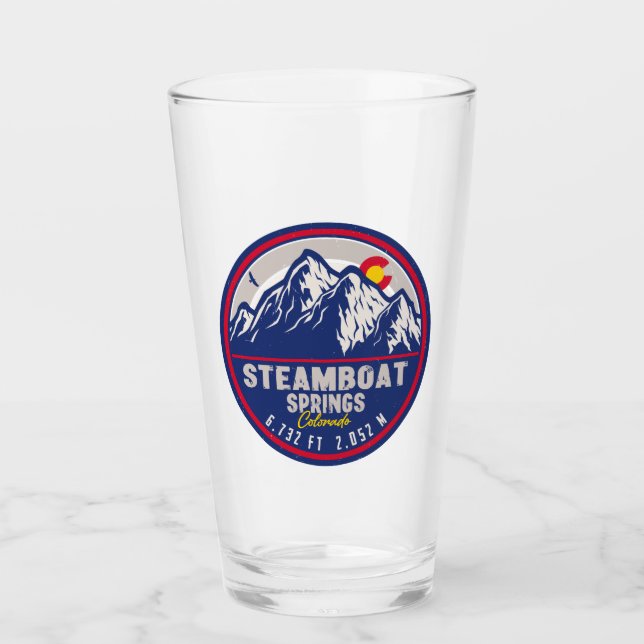 Steamboat Springs Colorado Mountain Ski Hiking Glass (Front)