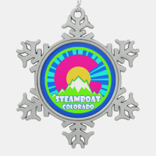 Steamboat Springs Colorado neon mountains ornament