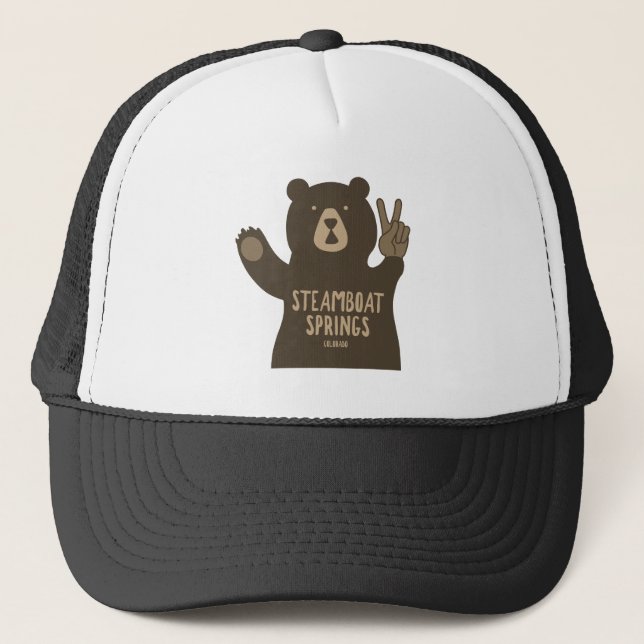 Steamboat Springs Colorado Peace Bear Trucker Hat (Front)