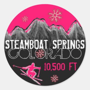 Steamboat Springs Colorado pink ski stickers