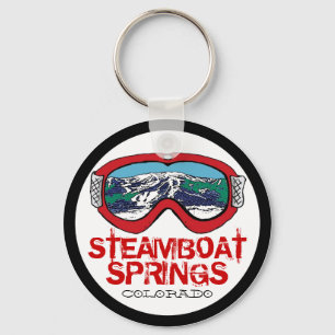 Steamboat Springs Colorado red goggle keychain