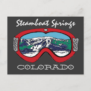 Steamboat Springs Colorado red goggle postcard