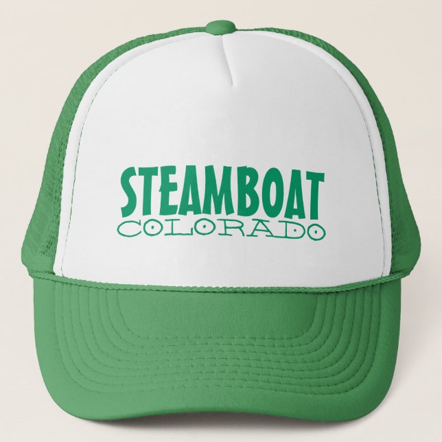 Steamboat Springs Colorado simple green hat (Front)