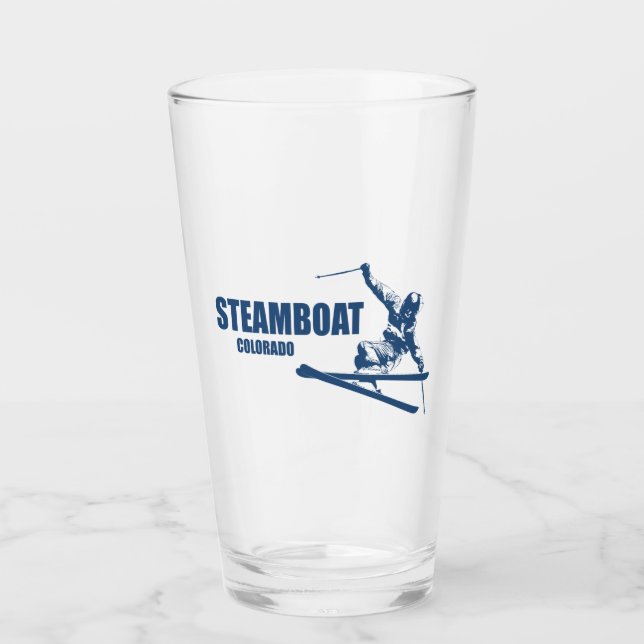 Steamboat Springs Colorado Skier Glass (Front)