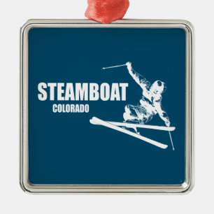 Steamboat Springs Colorado Skier Metal Tree Decoration