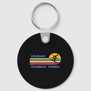Steamboat Springs Colorado Skiing Skier Ski Vintag Key Ring