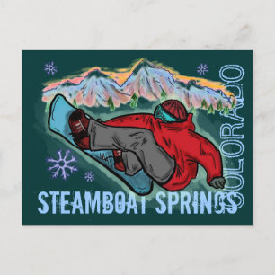 Steamboat Springs Colorado snowboarder postcard