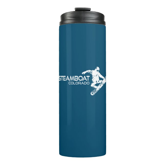 Steamboat Springs Colorado Snowboarder Thermal Tumbler (Front)