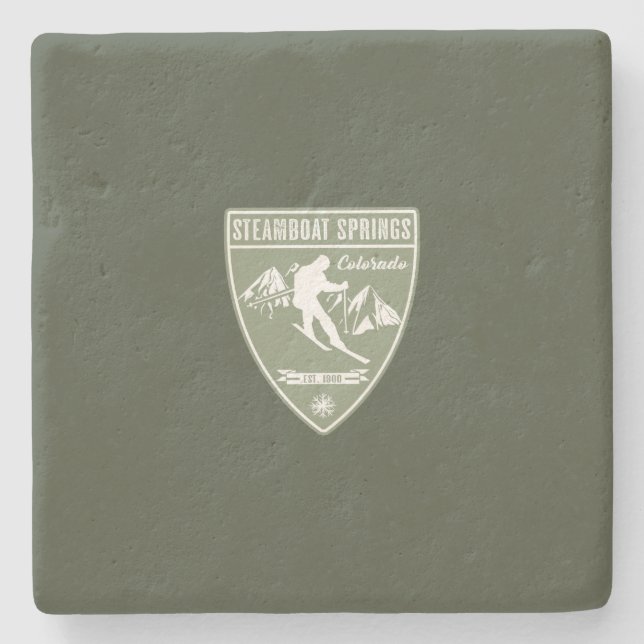 Steamboat Springs Colorado Stone Coaster (Front)