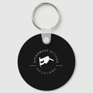 Steamboat Springs Colorado Vintage Graphic Snowboa Key Ring