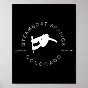 Steamboat Springs Colorado Vintage Graphic Snowboa Poster