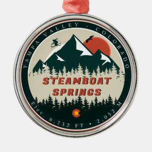 Steamboat Springs Colorado Vintage Mountain Metal Tree Decoration