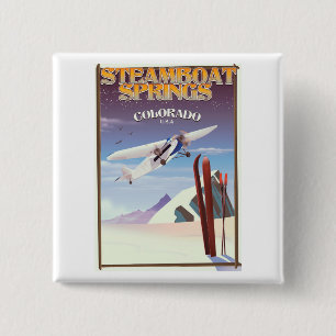 Steamboat Springs colorado vintage travel poster 15 Cm Square Badge