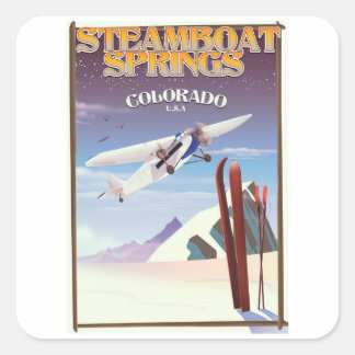 Steamboat Springs colorado vintage travel poster Square Sticker
