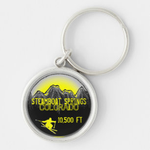 Steamboat Springs Colorado yellow ski keychain
