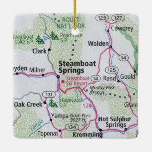 Steamboat Springs Map Ceramic Ornament