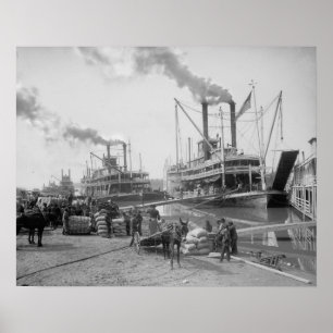 Steamboats at Vicksburg, 1910. Vintage Photo Poster