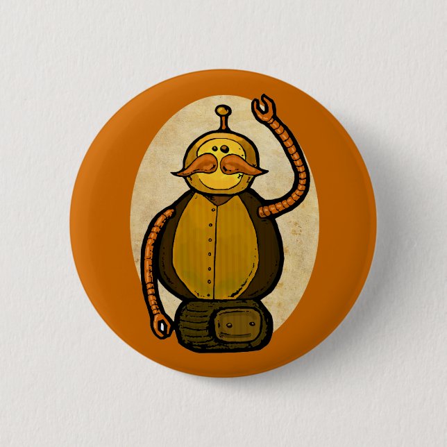 Steambot Antique Robot 6 Cm Round Badge (Front)