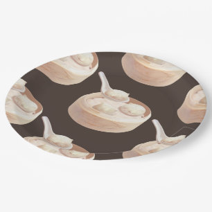 Steamed Bao Buns with Tea Paper Plate