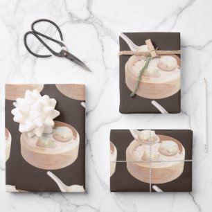 Steamed Bao Buns with Tea Wrapping Paper Sheet