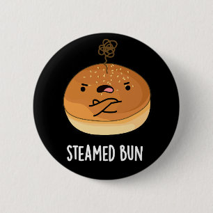 Steamed Bun Funny Food Pun Dark BG 6 Cm Round Badge